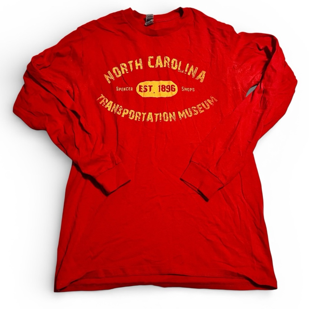 Gildan Red Long Sleeve  N.C. Transportation Museum Shirt Size Small
